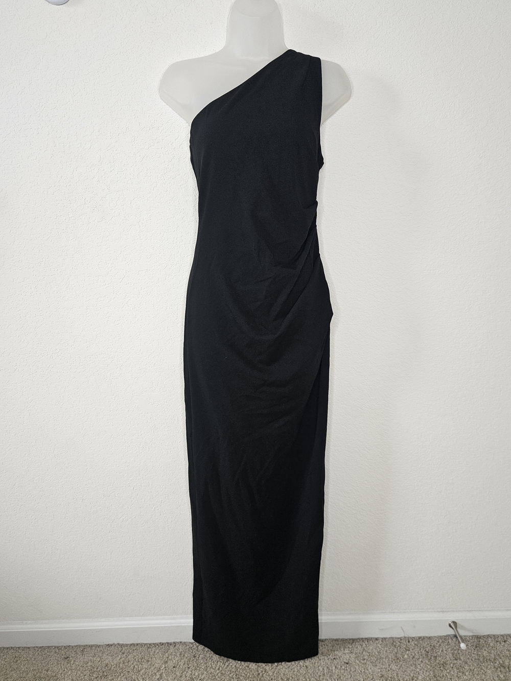 YH & Co Criselda One Shoulder Maxi Dress Black Formal Gown Size 8 NWT - Picture 8 of 15